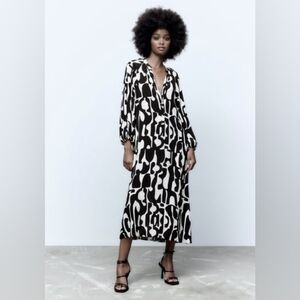 ZARA Print Midi Dress